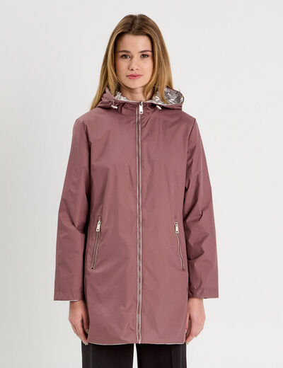 Parka réversible à capuche vieux rose femme