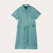 Robe suédine droite ceinturée vert foncé femme