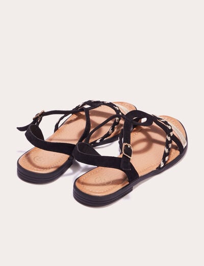 Sandales plates avec brides noir femme