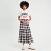 Jupe longue évasée bleu marine femme