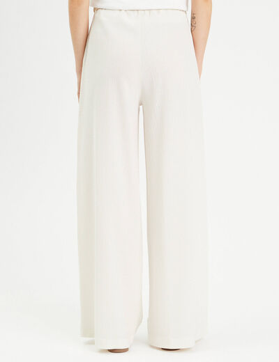 Pantalon large fluide ceinturé sable femme