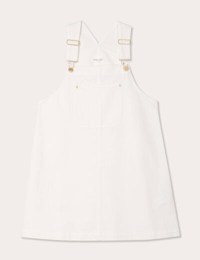 Robe salopette en jean blanc femme