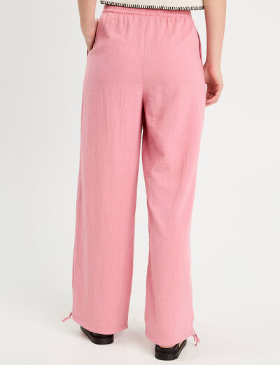 Pantalon large fluide vieux rose femme