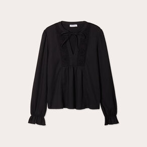 Blouse manches longues noir femme