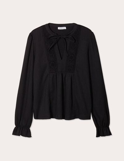 Blouse manches longues noir femme