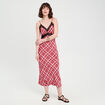 Robe longue droite bretelles rouge femme