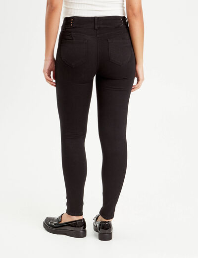 Jeans skinny push-up taille haute denim noir femme
