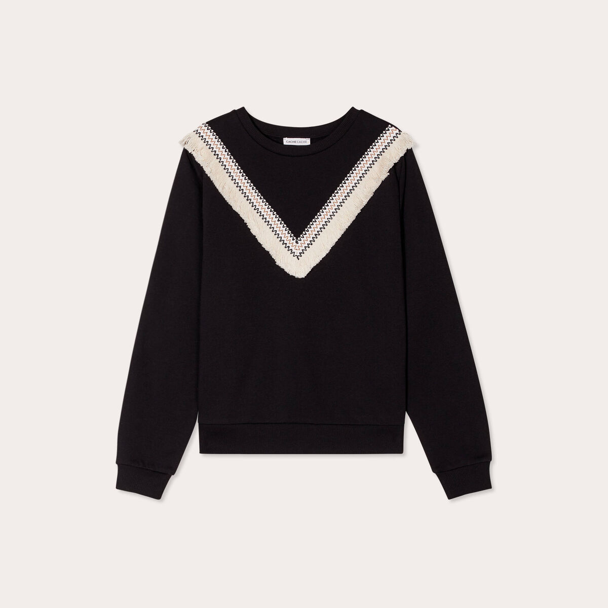 Sweat avec franges noir femme