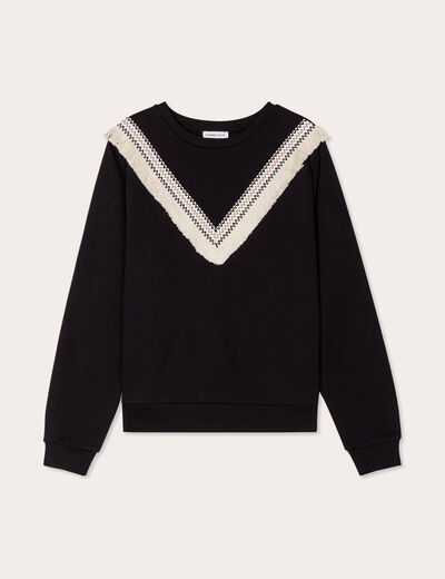 Sweat avec franges noir femme