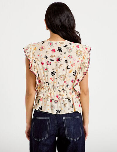 Blouse droite sans manches blanc femme