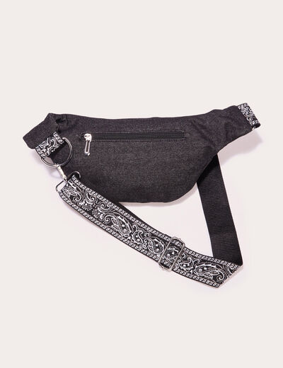 Sac banane denim noir femme