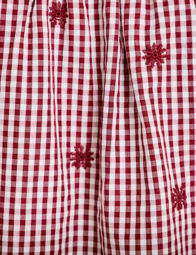 Blouse vichy brod&eacute;e rouge femme