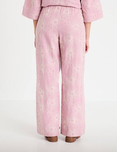 Pantalon large taille standard rose clair femme