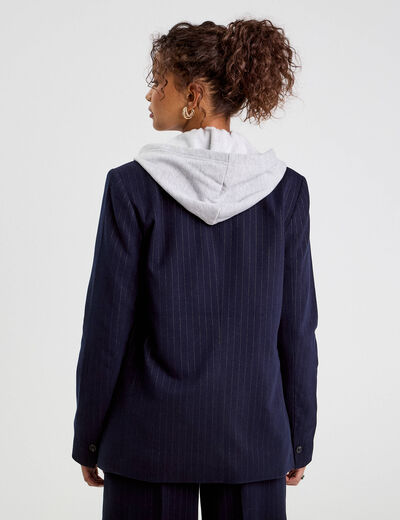 Veste blazer droite bleu marine femme