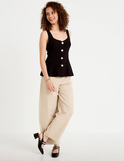D&eacute;bardeur p&eacute;plum cintr&eacute; col coeur noir femme