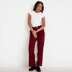 Pantalon large ceinture bijou bordeaux femme