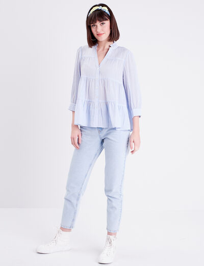 Blouse manches 3/4 beige femme