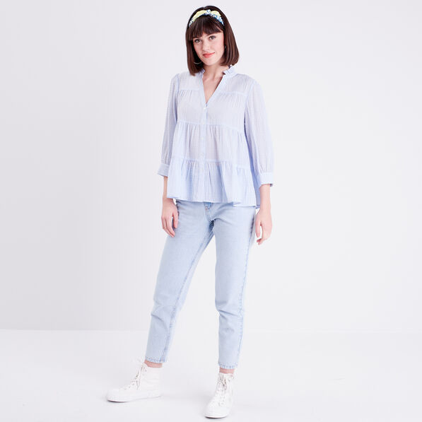 Blouse manches 3/4 beige femme