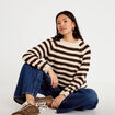 Pull ample col rond manches longues ivoire femme