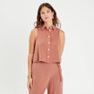 Chemise sans manches marron femme