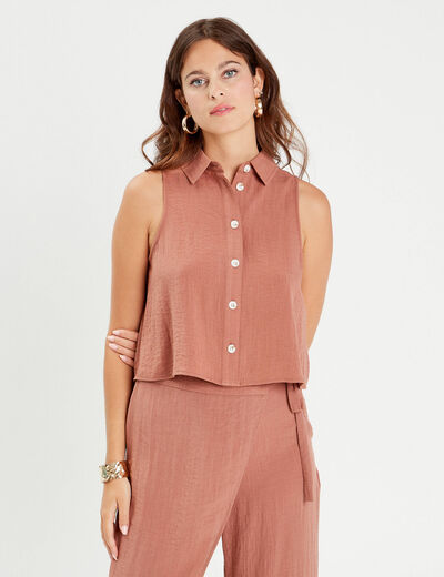 Chemise sans manches marron femme