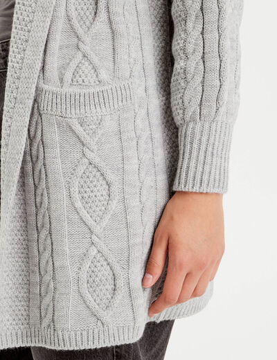 Gilet manches longues gris clair femme