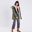 Parka droite avec capuche vert kaki femme