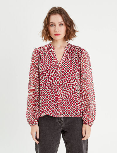 Blouse manches longues rouge femme