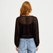 Blouse dentelle col rond manches longues noir femme