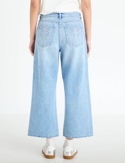 Jean wide leg cropped Bridgerton denim triple stone femme