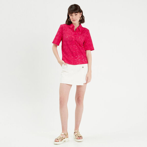 chemise broderie anglaise rose fushia femme Chemise broderie anglaise rose fushia femme