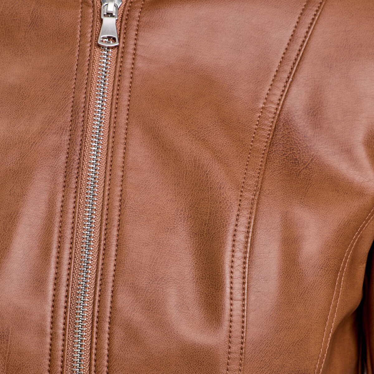 Veste droite zipp&eacute;e beige femme