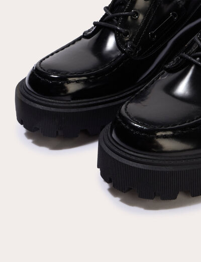 Mocassins &agrave; talon noir femme