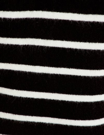 Robe pull droite manches longues 3/4 noir femme