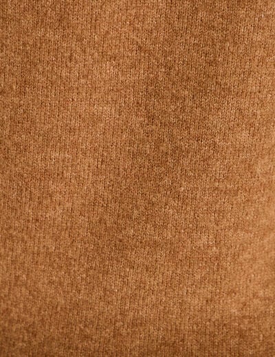 Robe pull ajust&eacute;e col rond dentelle camel femme