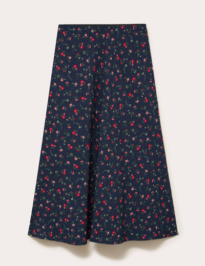 Jupe &eacute;vas&eacute;e longueur 3/4 bleu marine femme