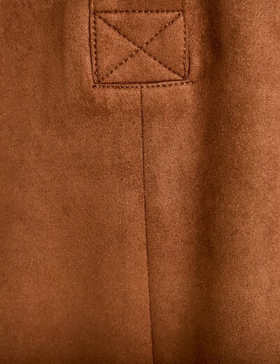 Robe droite 3/4 manches courtes daim marron femme