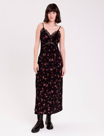 Robe &eacute;vas&eacute;e col v noir femme