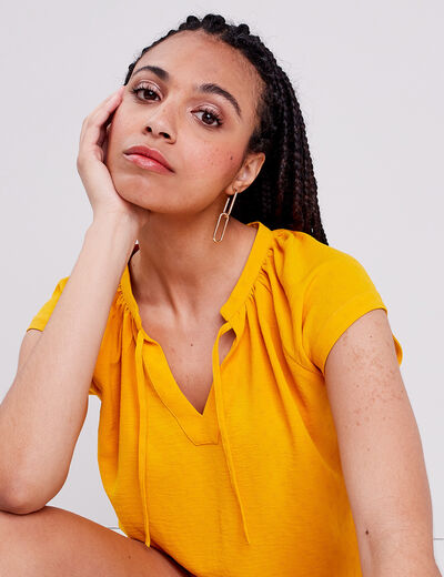 Blouse manches courtes jaune foncé femme