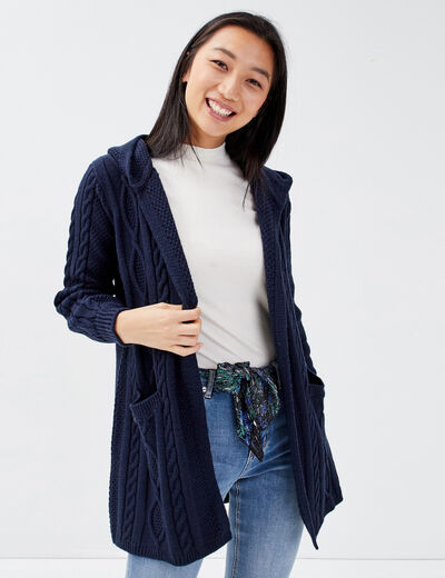 Gilet manches longues bleu marine femme