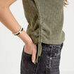 T-shirt ajour&eacute; d&eacute;tails cordons vert kaki femme