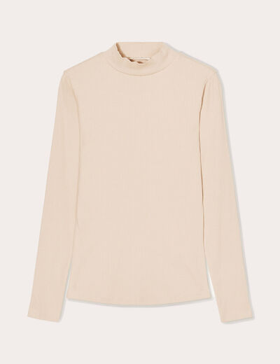T-shirt manches longues côtelé sable femme