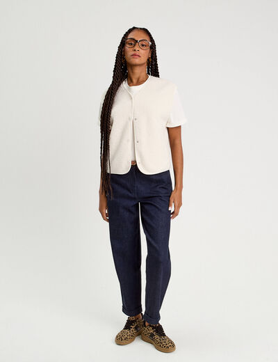 Jeans chino avec ceinture denim brut femme
