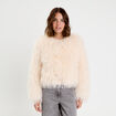 Veste fausse fourrure ecru femme