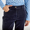 Pantalon droit en velours bleu marine femme