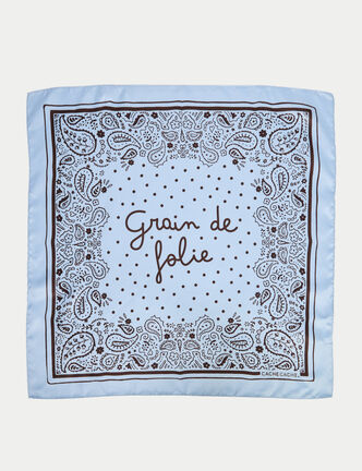 Foulard satin&eacute; soyeux bleu ciel femme