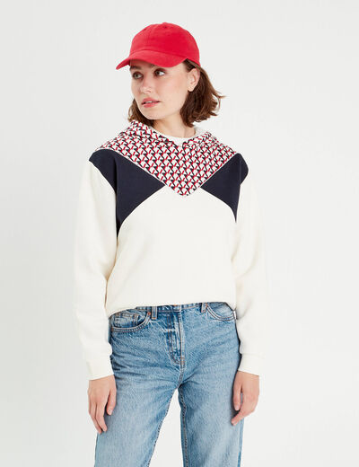 Sweat à capuche ecru femme