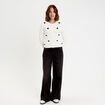 Gilet fleurs en relief ecru femme