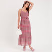 Robe longue &eacute;vas&eacute;e rose femme