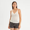 Débardeur tricot ajouré ecru femme